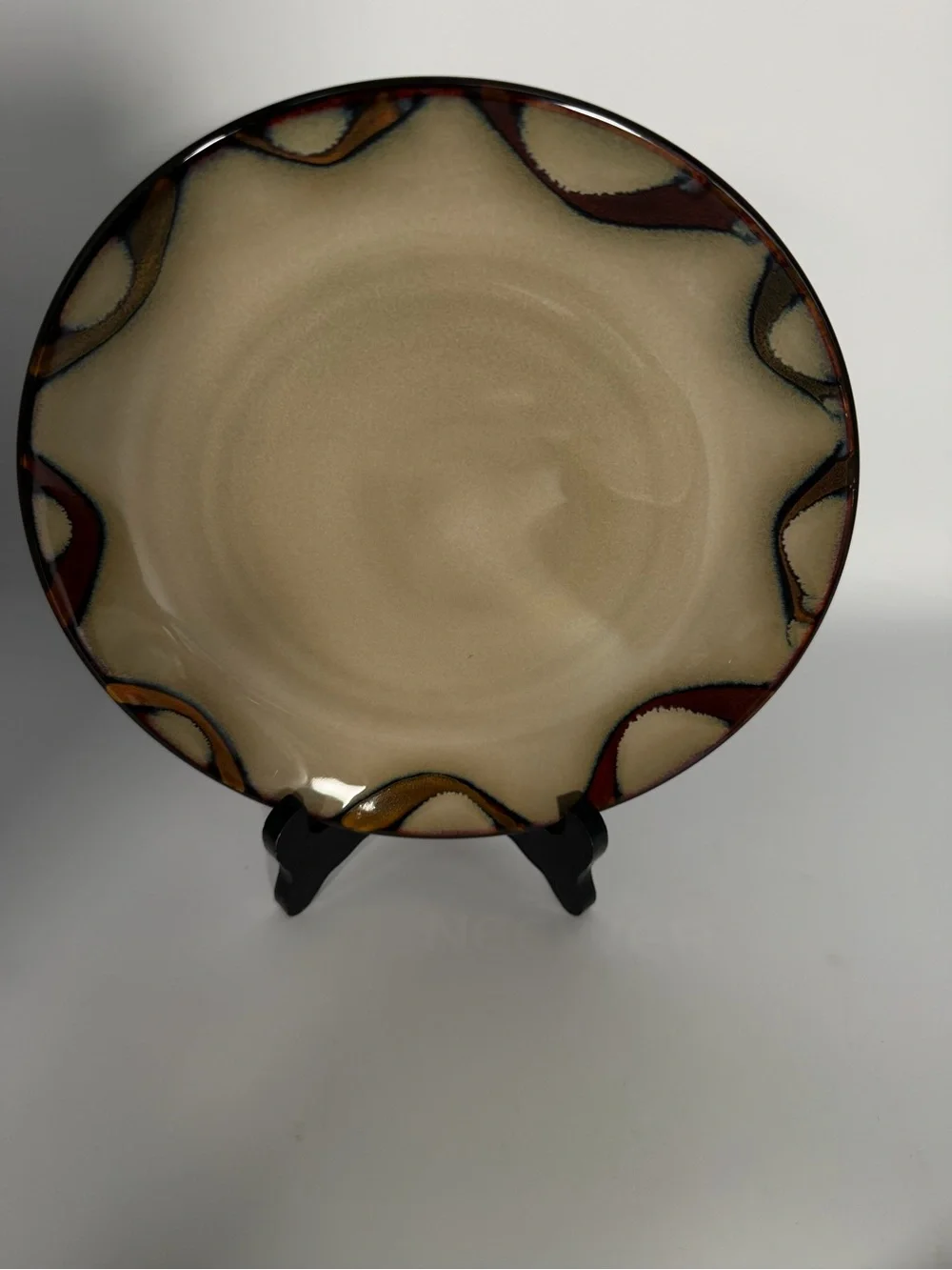 Pier 1 Imports Wave Stoneware Salad Plates 8.5” Set of 4 Brown Beige